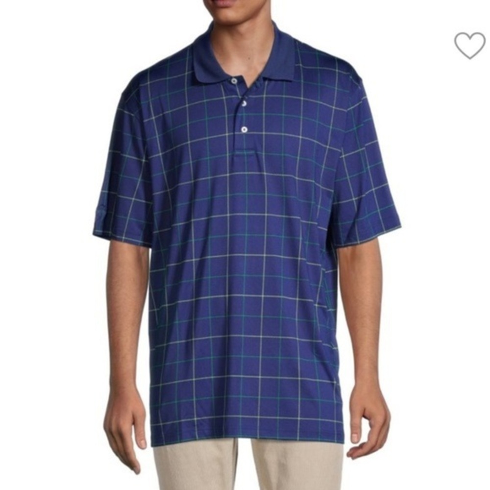 BROOKS BROTHERS Blue Checked Short Sleeve Polo Size L